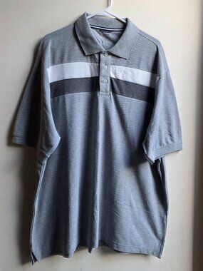 Haggar Gray Striped Polo Shirt Big & Tall Size XXL